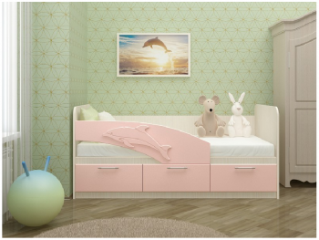Дельфин-3 Кровать детская 3 ящика с ручками 1.6 Розовый глянец в Бурмистрово - burmistrovo.mebel54.com | фото