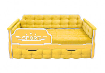 Кровать 170 серии Спорт 2 ящика 74 Жёлтый (мягкие боковые накладки) в Бурмистрово - burmistrovo.mebel54.com | фото