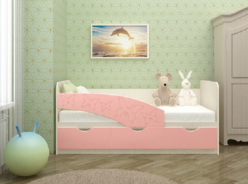 Кровать Бабочки 1,8м (Розовый металлик) в Бурмистрово - burmistrovo.mebel54.com | фото