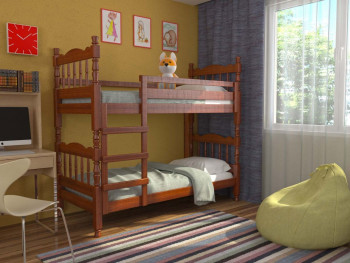 Кровать двухъярусная Соня из массива сосны 800*1890 Орех в Бурмистрово - burmistrovo.mebel54.com | фото