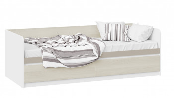 Кровать «Сканди» с 2 ящиками Дуб Гарден/Белый/Глиняный серый в Бурмистрово - burmistrovo.mebel54.com | фото