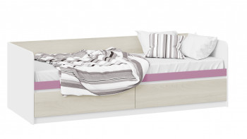 Кровать «Сканди» с 2 ящиками Дуб Гарден/Белый/Лиловый в Бурмистрово - burmistrovo.mebel54.com | фото
