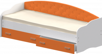 Кровать Софа-8 с мягкой спинкой (900х1900) Белый/Оранжевый в Бурмистрово - burmistrovo.mebel54.com | фото
