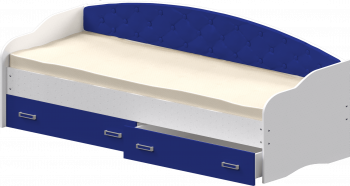 Кровать Софа-8 с мягкой спинкой (900х1900) Белый/Синий в Бурмистрово - burmistrovo.mebel54.com | фото