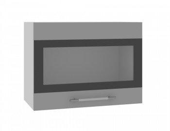 Норд ШВГС 600 Шкаф верхний горизонтальный со стеклом (Софт черный/корпус Белый) в Бурмистрово - burmistrovo.mebel54.com | фото