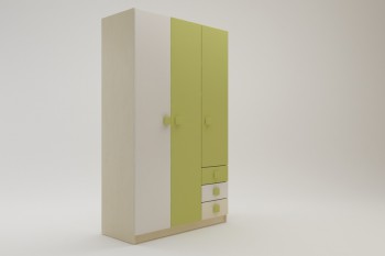 Шкаф 3-х створчатый с ящиками Эппл (Зеленый/Белый/корпус Клен) в Бурмистрово - burmistrovo.mebel54.com | фото