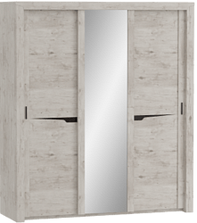 Шкаф трехдверный Соренто с раздвижными дверями Дуб бонифаций/Кофе структурный матовый в Бурмистрово - burmistrovo.mebel54.com | фото