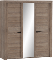 Шкаф трехдверный Соренто с раздвижными дверями Дуб стирлинг/Кофе структурный матовый в Бурмистрово - burmistrovo.mebel54.com | фото